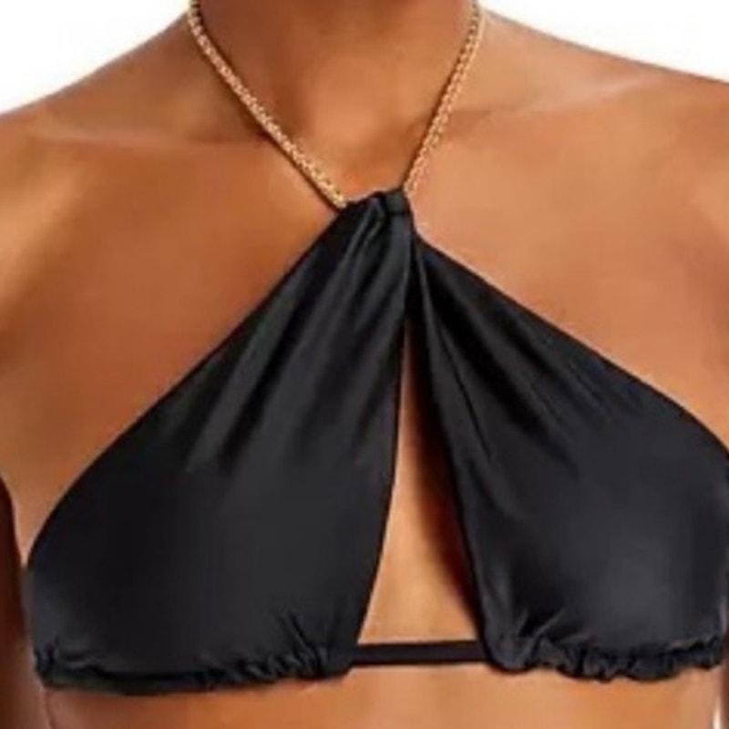 Pq Swim Black Gwen Chain Bikini Top Sz M Nwt